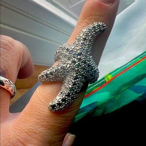 Sterling Silver CZ Starfish Ring Vintage